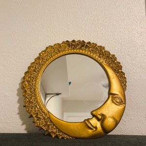 Lot 582: Whimsical Gold Crescent Moon & Star Wall Mirror
